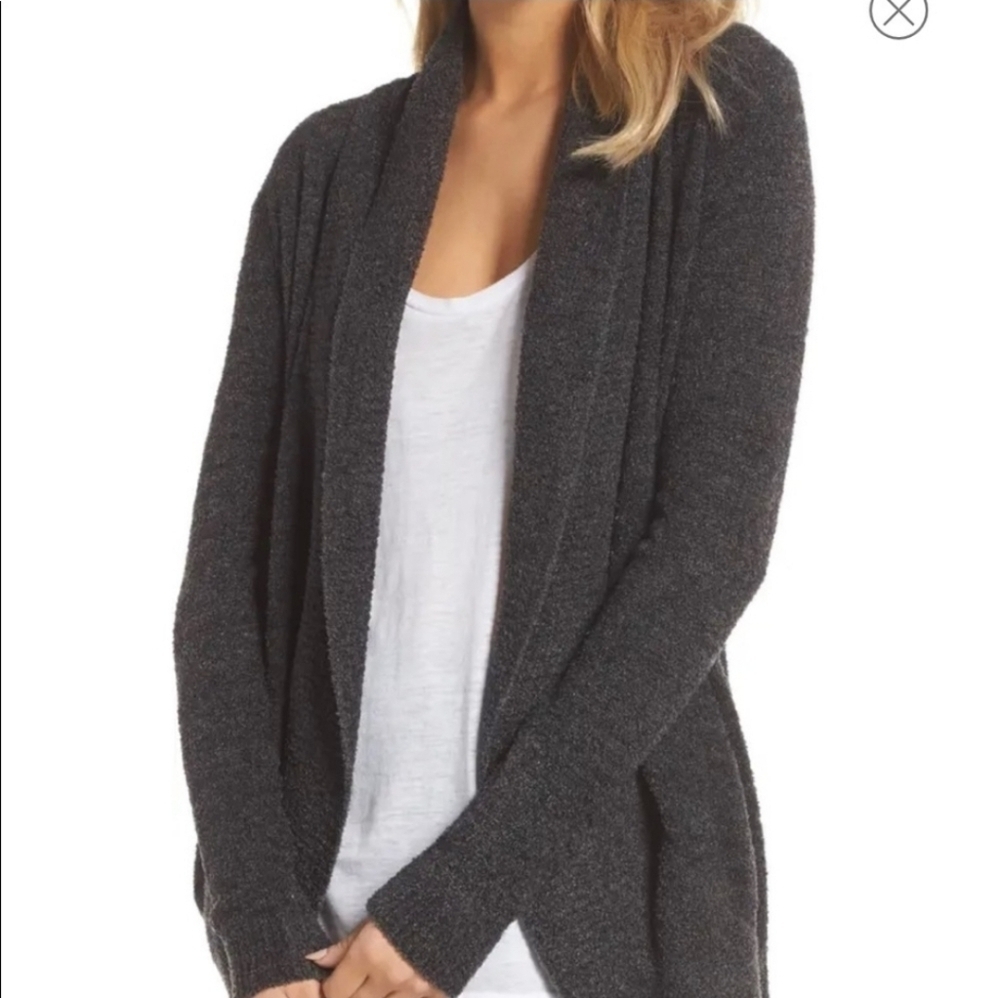 Barefoot Dreams Cozy Chic Lite Circle Cardigan In Carbon/ Black Size XS/S NWT